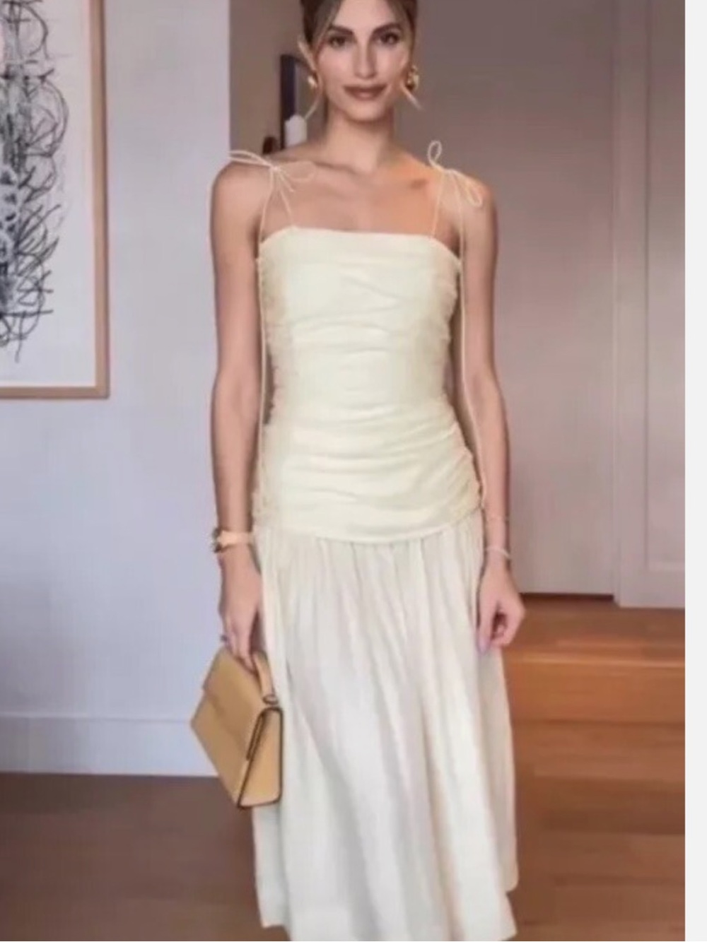 ZARA WOMAN THIN STRAPS ZW COLLECTION DRAPED MIDI DRESS